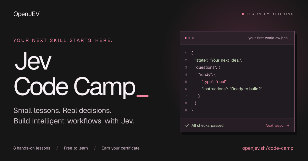 Preview of Jev Code Camp Hands-On Lessons for AI Decisions, from its source